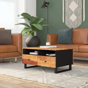 Tavolino da soggiorno 80x54x40 cm massello acacia e multistrato