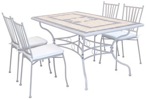 VENTUS - set tavolo in ferro cm 160 x 90 x 74 h con 4 sedie Ventus