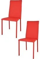 Set 2 sedie impilabili Julia Tommychairs, struttura in acciaio imbottita e rivestita in finta pelle colore rosso