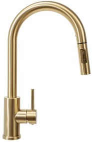 REA-B9148 - Miscelatore per lavello con doccetta estraibile FRESH 39,5 cm, finitura oro spazzolato