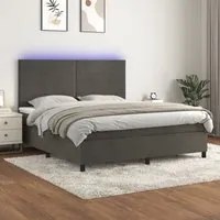 Letto a Molle con Materasso e LED Grigio Scuro 180x200 cm 3136198