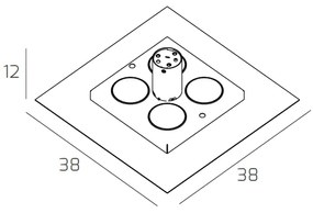 Plafoniera Moderna Floppy Metallo Nero 4 Luci Gx53