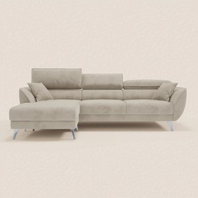 Michelangelo Divano Angolare con Penisola e Sedute Estensibili - Poggiatesta reclinabili in raffinato tessuto smacchiabile effetto vellutino T30