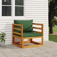 Poltrona da Giardino con Cuscini Verdi Legno Massello di Acacia 360023