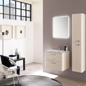 Mobile sottolavabo e lavabo Best laccato lucido crema L 61 cm 2 cassetti