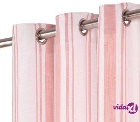 vidaXL Tende con Anelli in Metallo 2pz Cotone 140x225cm Rosa a Strisce