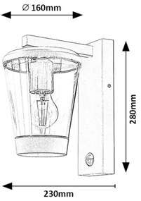 Rabalux 7267 - Lampada a parete da esterno con sensore SAVANO 1xE27/40W/230V IP44