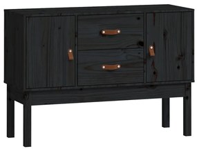 Credenza nera 110x40x78 cm in legno massello di pino