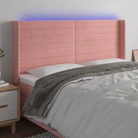 Testiera A Led Rosa 163x16x118/128 Cm İn Velluto /