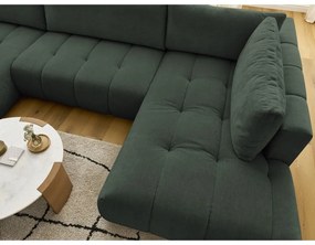 Divano angolare verde allungabile e con contenitore (penisola a destra/a U) con rivestimento in ciniglia Fuji – Bobochic Paris