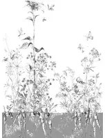 Edmond Petit Carta da parati Lièvres/Fenouil/Tournesol - Gris - Tournesol Gauche - Gris