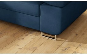 Divano angolare blu allungabile/con contenitore (con penisola a sinistra/a L) e rivestimento in velluto Anton – ELTAP