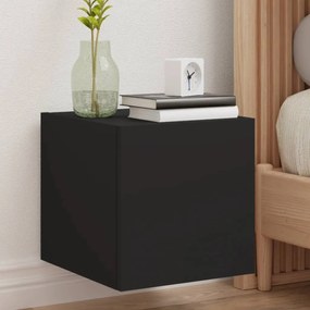 Mobili Tv A Parete Con Luci Led 2pz Neri 30,5x35x30 Cm /