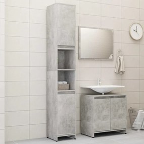 Set mobili da bagno 3 pz grigio cemento in truciolato