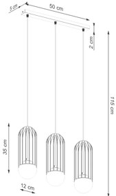 Sollux SL.1334 - Lampadario a sospensione con filo BRINA 3xG9/8W/230V nero