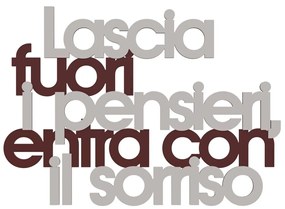 Callea Design Scritta da parete in legno "Lascia fuori i pensieri...." - in varie colorazioni ROSSO VINO 48 x 34 cm