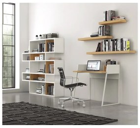 Libreria bianca con dettagli in legno di quercia London - TemaHome