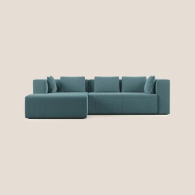 Nettuno divano angolare componibile in morbido tessuto bouclè T07 azzurro sinistro