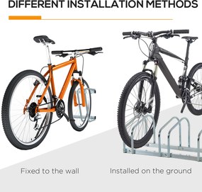 Rastrelliera Porta Biciclette 6 Posti 179x33x27 cm in Acciaio Argento...