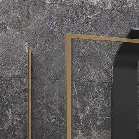 Kamalu - Box doccia oro satinato 75x130 scorrevole e fisso vetro 6mm altezza 200h | KLA-4000G