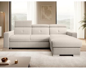 Divano angolare beige allungabile/con contenitore (con penisola a destra/con chaise lounge) Fresia – ELTAP