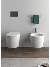 Coppia sanitari sospesi scarico a parete OLYMPIA CERAMICA Soft bianco WC: P 54 x L 37 x H 42 cm, bidet: P 54 x L 37 x H 42 cm