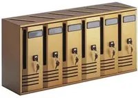 blocchiera serie cubo 6 cassette postali per interni - cm.62x17,5x30h. in alluminio anodizzato bronzo fer80958