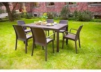 Tavolo da esterno Giove, Tavolo rettangolare da giardino, Tavolo da giardino multiuso effetto rattan, 100% Made in Italy, Cm 150x90h74, Marrone