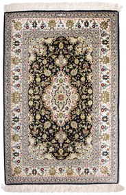 Ghom Tappeto 120x80 Nero (Iran) Annodato A Mano