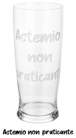 Bicchiere birra in vetro scritta Astemio non praticante 500 ml