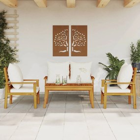 Set salotto da giardino 4pz con cuscini legno massello acacia