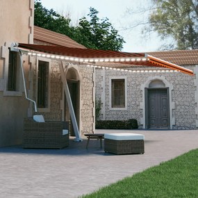 Tenda Automatica Sensore Vento E Led 450x300 Cm Arancio Marrone /