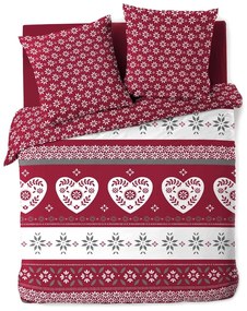 Biancheria da letto rossa in cotone per letto matrimoniale/per letto prolungato 240x220 cm Alpage – douceur d'intérieur