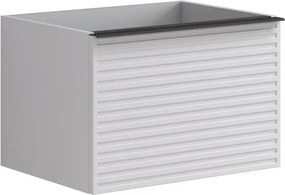 Mobile da bagno sospeso sotto lavabo Pixel stripes 2 cassetti L 60 x H 40 x P 45.5 cm bianco laccato opaco, con maniglia alluminio nero opaco