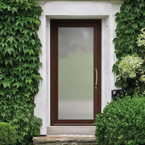 Portoncino d'ingresso Condo2 L 90 x H 210 cm con vetro in PVC noce, apertura spingere a sinistra