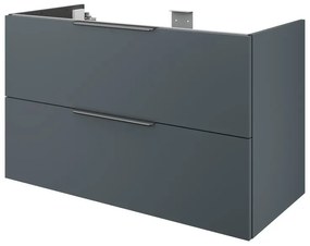 Mobile da bagno sotto lavabo Neo grigio / argento laccato lucido L 105 x H 64 x P 48 cm 2 cassetti, lavabo non incluso