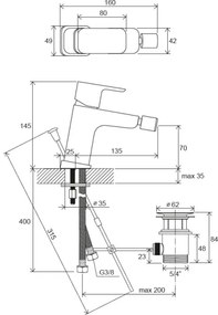 Ravak X070155 - Miscelatore per bidet + piletta FREE nero