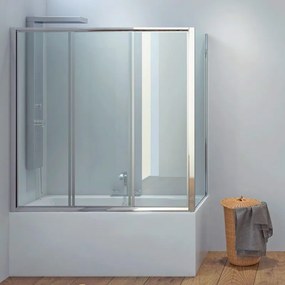 Kamalu - box doccia per vasca 140x70cm angolare cristallo trasparente p2000s