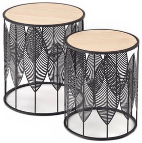 SET 2x Tavolino FOLLA diametro 33/40 cm nero