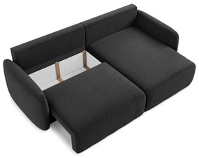 Divano angolare nero allungabile/con contenitore (con penisola a destra) Kalena – Makamii