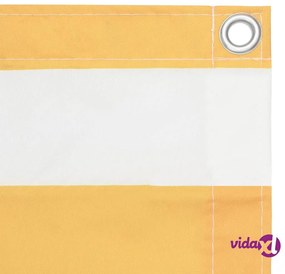 vidaXL Paravento da Balcone Bianco e Giallo 75x400 cm Tessuto Oxford