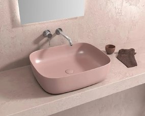 Lavabo Da Appoggio In Ceramica Rosa Opaco