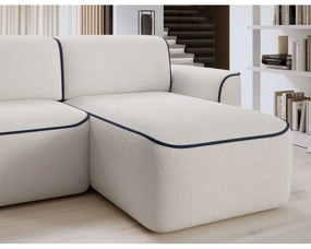 Divano angolare blu/color crema (con penisola a destra/con chaise lounge) e rivestimento in bouclé Ume – ELTAP