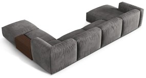 Divano angolare componibile grigio (con penisola a destra/a U) con rivestimento in velluto Martina – Micadoni