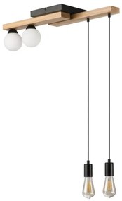 Lampadario a sospensione con filo CORTINA 2xE27/15W/230V + 2xG9/5W/230V nero/quercia