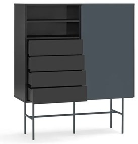 Cassettiera alta nero-antracite con ante scorrevoli 120x140 cm Nube - Teulat