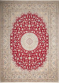 Nain Tappeto 410x290 Rosso (Iran) Annodato A Mano