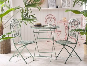 Set da balcone con 2 sedie ed un tavolo pieghevoli in metallo verde TRENTO Beliani