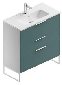 Mobile sottolavabo e lavabo Quadra per vasca centrale bianco/mirto in mdf L 80 x H 93 x P 39 cm 3 cassetti
