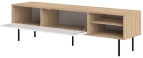 Tavolo TV in rovere decorato in bianco e naturale 165x40 cm Ampère - TemaHome